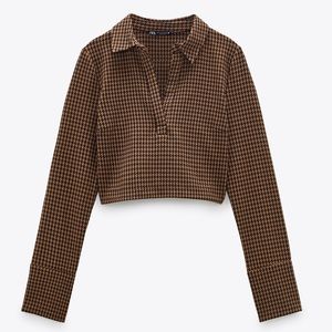 Zara Houndstooth Cropped Longsleeve